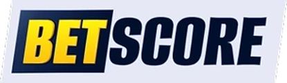 BetScore – biała plakietka z żółtym Bet i granatowym Score